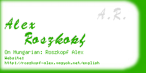 alex roszkopf business card